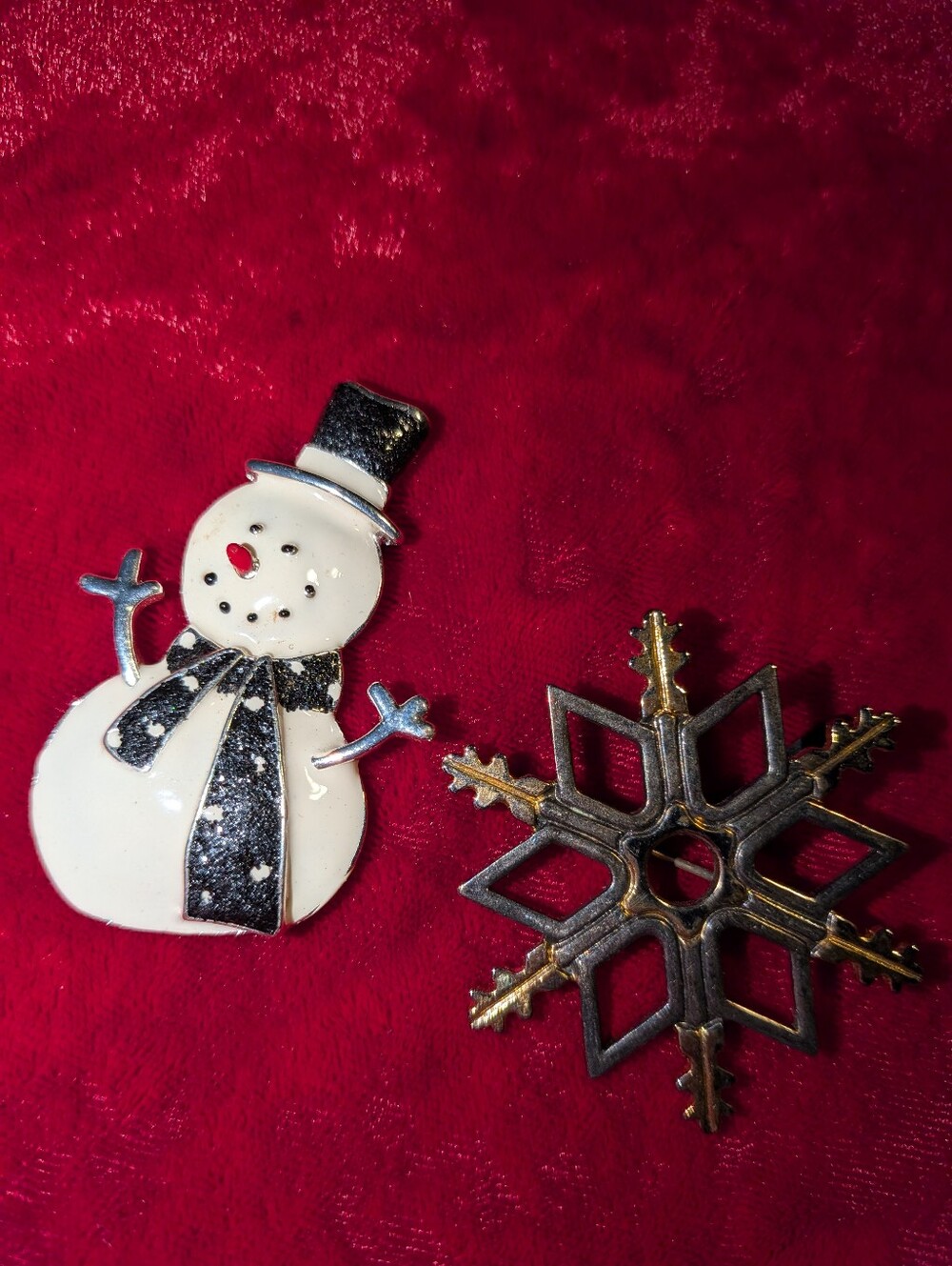 Holiday Snowman and Snowflake Ornament Set - White, Black & Gold